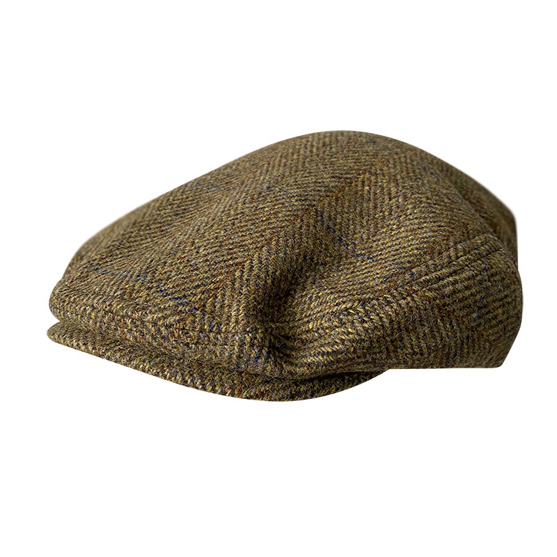 Newsboy Cap Ivy - Gestreifte graue neue Wolle flache Kappe
