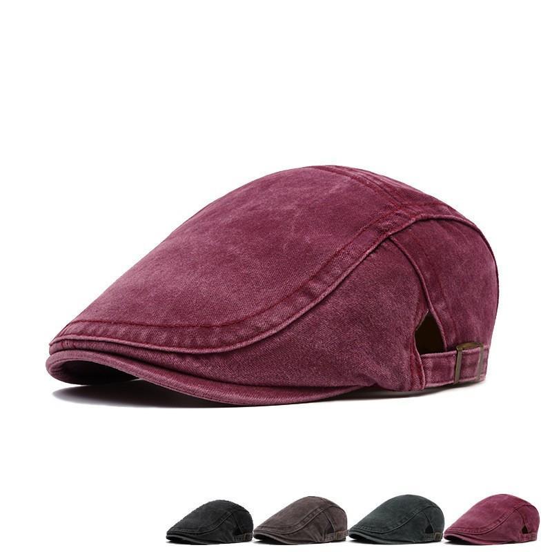 Newsboy Cap Ivy - Gewaschene Baumwoll-Vintage-Newsboy-Mütze, einfarbige Baskenmütze, lässige atmungsaktive