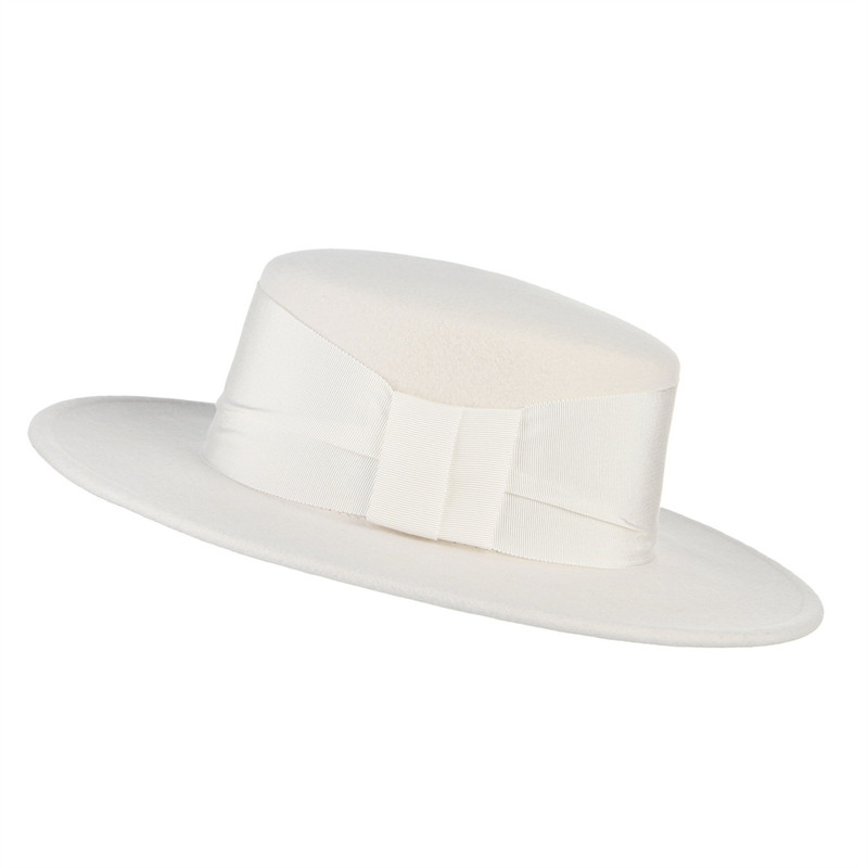 Fedora Hat Wool - 100% Wolle Weißer Herbst-Winter-Fedora-Hut mit Breiter