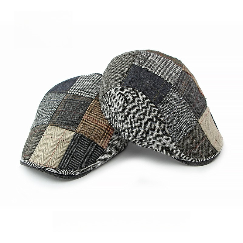 Newsboy Cap Ivy - 1 Stück Herren Patchwork Tweed Flatcap