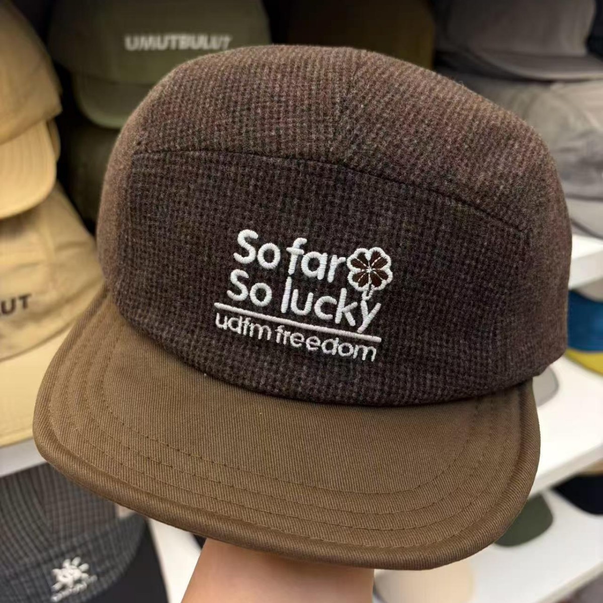 Corduroy Cap 5 Panel - Herbst-Winter-Baseballkappe mit Buchstabenstickerei, Tweed-Kordelrand, 5-Panel-Vintage-Kappe für
