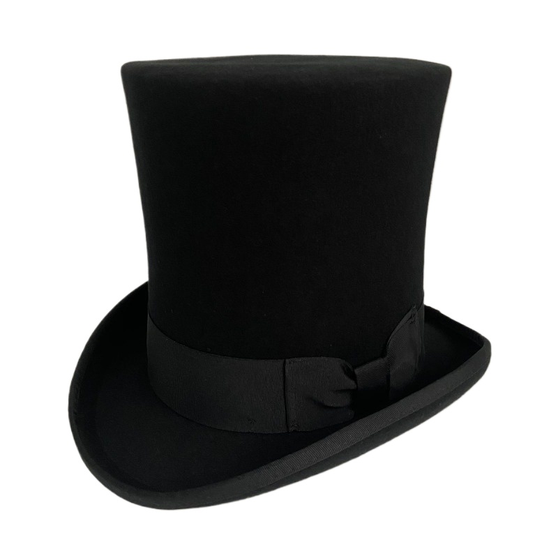 Fedora Hat Wool - Schwarzer Wollfilz-Zylinderhut für Herren, formell, viktorianisch,