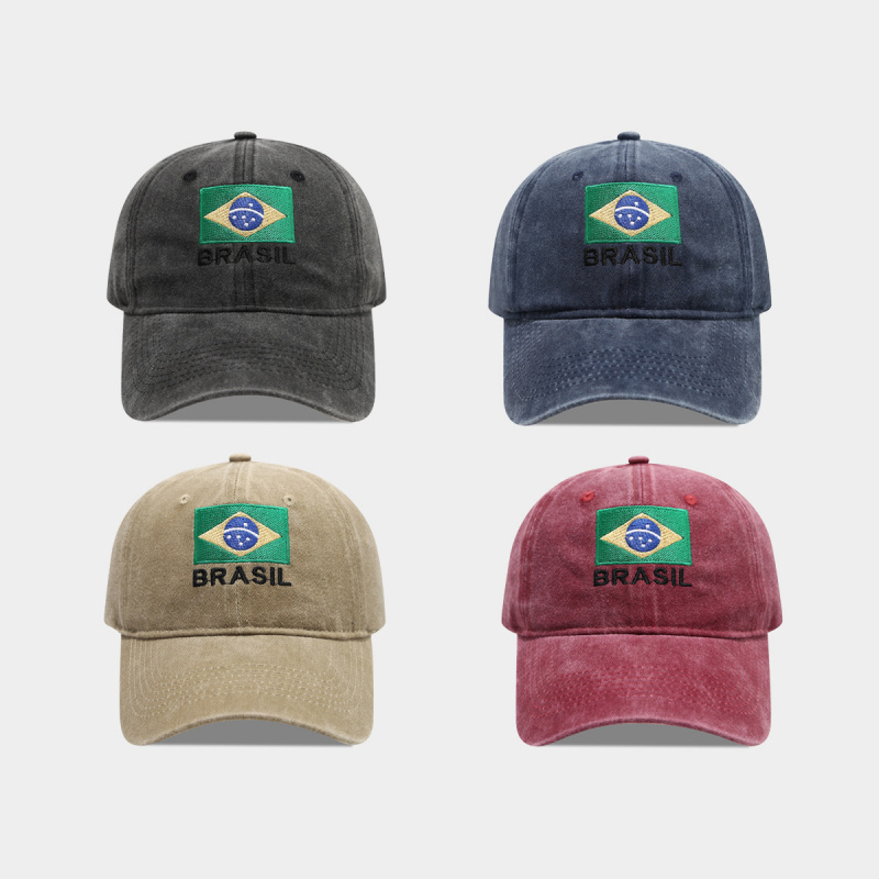 Dad Hat Cotton - Vintage Brasilien-Flagge BRASIL Buchstaben Bestickte Gewaschene
