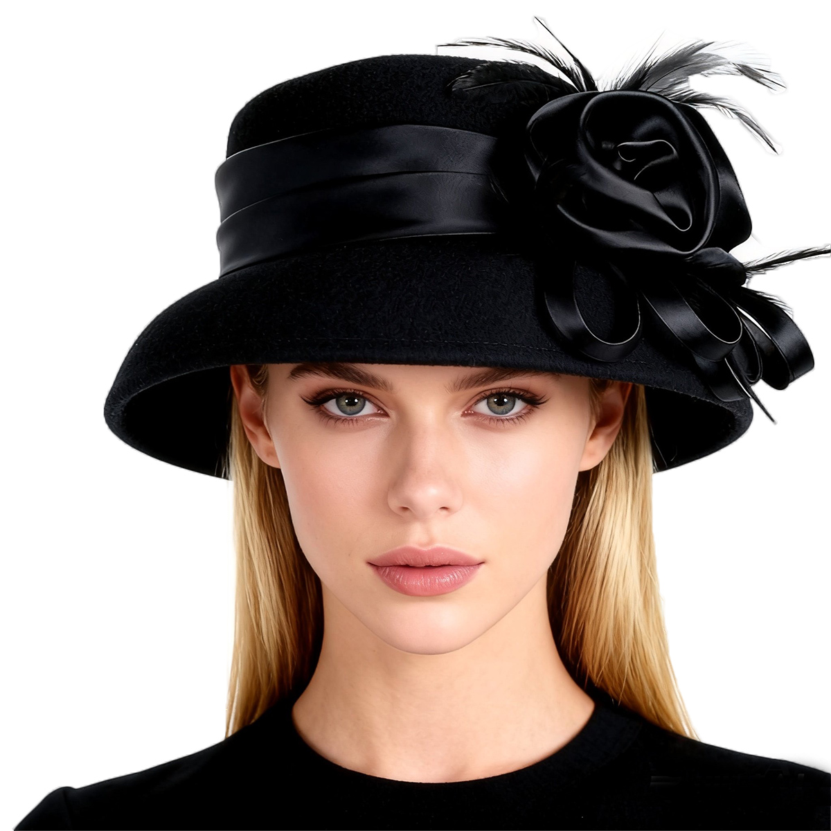 Schwarzer Cloche-Hut aus Wollf – Fedora Hat Wool Bewertung und Preis